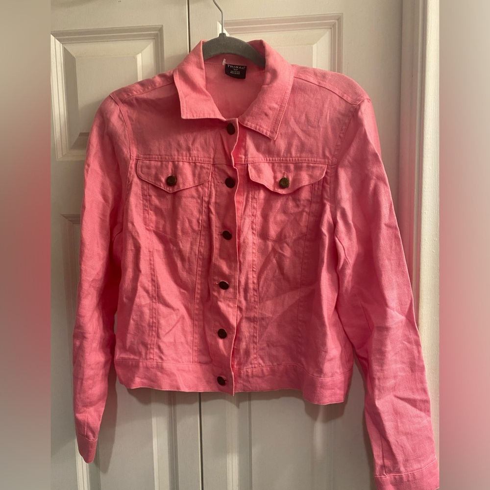Tribal Twill 100% linen Short Pink Jacket SZ small